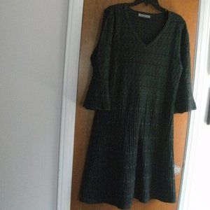 Danny & Nicole Gray Sweater Knit Fit Flare A Line Trumpet Sleeve Dress size 1X